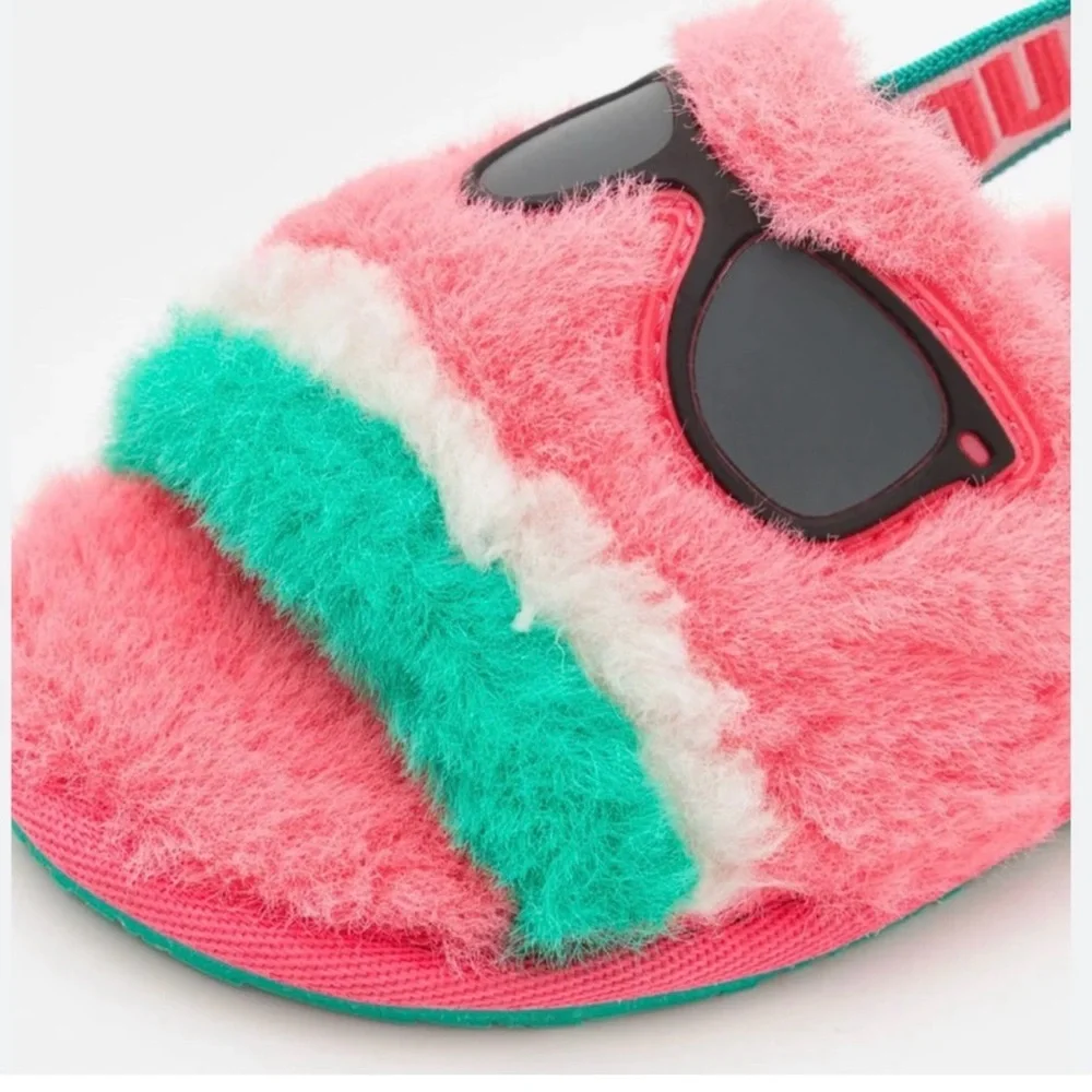 UGG NEW PLUSH FLUFF YEAH WATERMELON SLIPPER SLIDE SANDAL INFANT 6